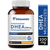 Vitamistic DHEA 100mg 90 Veggie Capsules, Micronized for High Absorption and Max Potency, Hormone Balance Formula, Non-GMO Gluten Free Dairy Soy Free, Supports Energy, Healthy Mood and Immune Function