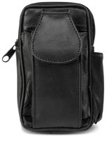 Plain black leather phone and cigarette case