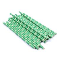 VEIREN 100Pcs Paper Drinking Straws Biodegradable Recycled Strip Bamboo Drink Party Favors Wedding Decoration Supply 7.75 Inch Green