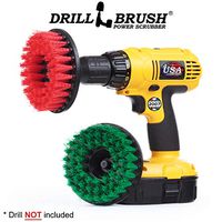 Drill Brush - Cleaning Supplies - Medium and Stiff Bristle Brush Kit - Spin Brush - Grout Cleaner - Tile, Counter-tops, Stove, Oven, Sink, Trash Can, Floors - Concrete Swimming Pools, Garden Fountains
