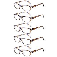 Reading Glasses 5 Pairs Stylish Color Readers Fashion Glasses for Reading Men & Women (5 Pack Brown, 0.75)