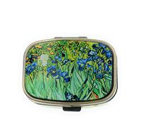 Value Arts Vincent Van Gogh Irises Pill Box, Brass and Glass, 2.25 Inches Long