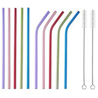 Teepao 12 Pack Reusable Stainless Steel Straws Curved with 2 Cleaning Brush-Stainless Steel Metal Straws Ultra Long 8.5 Inch Reusable Drinking Metal Straws for Frozen Drink, Milkshake.Dishwasher Safe