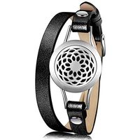 Essential Oil Diffuser Bracelet,Stainless Steel Aromatherapy Locket Bracelets Leather Band with 8 Color Pads,Girls Women Jewelry Gift Set