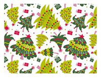 Whimsical Polka Dot Christmas Trees Holiday Gift Wrap Paper - 15 Foot Roll
