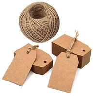 100 PCS Kraft Paper Gift Tags with 100 Feet Jute Twine 2.7’’x 1.5’’ Vintage Wedding Name Tags Price Hang Tags (Brown)