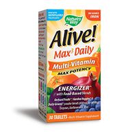 Nature's Way Alive! Premium Max3 Daily Multivitamin Energizer, No Added Iron, 30 Tablets