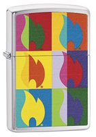 Zippo Abstract Flame Design Brushed Chrome Lighter