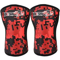 BeSmart Knee Sleeves Support Crossfit Power Weight Lifting Squats Patella Brace (Red Sublimated, Large)