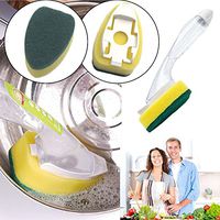 Sponge Brush with Detergent Storage Space Tableware Cleaner Brush with Long Handle Pot Brush(White)
