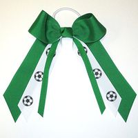 Sublimation Specialties Soccer Hair Bow - Made in The USA, Avail in Many Colors, Kelly, White Pony Band