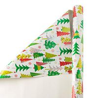 JAM PAPER Wide Gift Wrap - Christmas Wrapping Paper - 40 Sq Ft - Holographic Colorful Trees - Roll Sold Individually