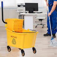 KOVALENTHOR Commercial Mop Bucket, one Tandem Mopping Bucket, 31 Quart Side Mop, Yellow