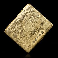 Pure Copper Carved Riverside Scene at Qingming Festival Metal Cigarette Case Holds 9 Cigarettes