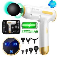 Massage Gun Muscle Neck Back Shoulder Massager- Handheld Deep Tissue Percussion Massager, Rechargeable Powerful Massager with 7 Massage Head Attachments & Portable Bag(Gold)