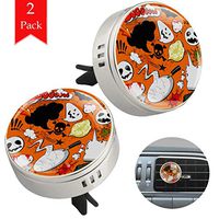 Skull Bat Bone Orange Car Aromatherapy Essential Oil Diffuser Crystal Glass Air Freshener Vent Clip Locket with 4 Refill Pads Silver metal Car Diffuser for Aromatherapy 34mm