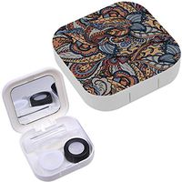 Portable Contact Lens Case Box Travel Kit Mirror + Bottle + Tweezers Container Holder [ Ornamental Paisley ]