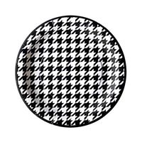 Houndstooth 7" Round Dessert Plates (8 Pack, Black and White) Alabama Houndstooth Collection by Havercamp
