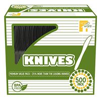 HOGOWARE Plastic, Disposable Utensils Bulk Set | Plastic-Ware Cutlery, 500 Pieces, for Dinner Party, Serving Wedding Cake, Pie & Desserts (Knives, Black)