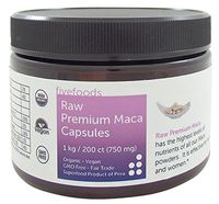Premium Maca Root Capsules - Raw, Organic, Fair Trade, GMO Free, Grown Traditionally in Peru - 200 Vegan Capsules, 750 Mg Each by Five Foods