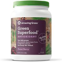 Amazing Grass Green Superfood Antioxidant: Organic Plant Based Antioxidant and Wheat Grass Powder for full body recovery, 8 servings of Fruits and Veggies per Scoop, Sweet Berry Flavor, 100 Servings