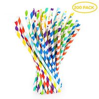 Biodegradable Paper Straws, 8 Different Assorted Colors Rainbow Striped Drinking Straws, Final Straw, Environment Friendly Disposable Straws for Juice, Decorations and Celebrations Party Supplies