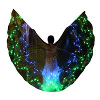 LED Belly Dance Wings Glow Angel Light Up Belly Dance Costumes Performance Clothing Carnival Christmas Wings for Adults and Child Costume Cloak Girls Colorful Butterfly Wings with Isis Wings Glow