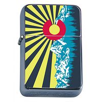 Perfection In Style Silver Flip Top Oil Lighter Colorado Flag Design 007