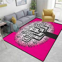 Music Novelty Bath Rugs, Music Tree with Symbols Artistic Nature with Harmony Rhythm Illustration, Durable Carpet Area rug - Living Dinning Room Bedroom Rugs and Carpets(8'x 10') Hot Pink Black White