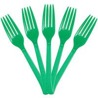 JAM PAPER Premium Utensils Party Pack - Plastic Forks - Green - 48 Disposable Forks/Pack