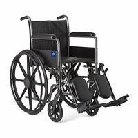 Medline Easy-to-Clean and Durable Wheelchair with Full-Length Arms and Elevating Leg Rests for Extra Comfort, 18” Seat