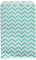 200 pcs Turquoise Chevron Paper Gift Bags Shopping Sales Tote Bags 6" x 9" Zig Zag Design-Caddy Bay Collection