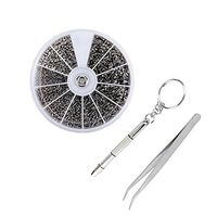 1200Pcs Eyeglass Clock Tiny Screws Nut Assortment Repair Tool Kit Set with Tweezer Micro Screwdriver