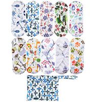 PurRoyyale 10 Pcs + 1 Wet Bag Charcoal Bamboo Reusable Sanitary Pad and Panty Liner, Washable Menstrual Pad, Mama Cloth, Water Proof Wet Bag, Soft and Comfortable, Absorbent, Cloth Menstrual Pad, Eco