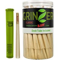 RAW Cones Natural Pre Rolled Classic - 100 Pack - King Size Cigarette Rolling Papers with Filter Tips & Packing Sticks Included + Bonus Doob Tube – 110mm Easy to Fill Paper, Slow Burning - by Grinzer