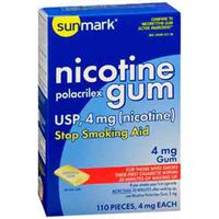 SunMark Nicotine Polacrilex Gum - 110 pieces, 4 MG - MINT Favor - Stop Smoking Aid