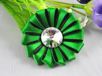 24pcs Ribbons Circular Flower Rhinestones Appliques Craft DIY (Pick Color (Green)