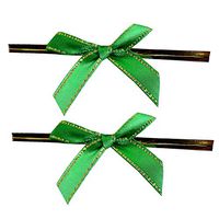 LEFV Twist Tie Bows, 250pcs Ribbon Bowknot for Bakery Cookies Candies Dessert Popcorn Wedding Party Favors Cello Bag Wraping, Green