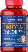 Puritans Pride Triple Strength Omega-3 Fish Oil 1360 Mg (950 Mg Active Omega-3), 120 Count