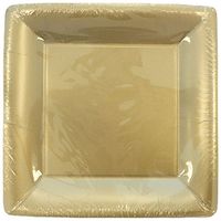 Lillian Tablesettings 24-Piece Square Paper Plates Set, 10-Inch, Gold
