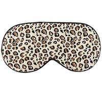 Aisa Women Girl Leopard Print Stylish Sleeping Mask Elastic Strap Silky Invertible Travel Eye Blindfold Brown