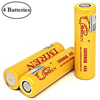 M&A BD 4 Units of Gold Series-IMREN, 3000mAh, 20A, Rechargeable, Replacement for 18650-Battery, Flat Top, for LED Flashlight with Free Storage Cases