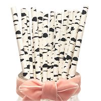 White Black Birch Paper Drinking Straws, Silver Birch Spots Zebra Drinking Paper Straws(Birch)