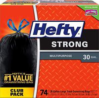 Hefty Strong Multipurpose Large Black Garbage Bags - 30 Gallon, 74 Count (Pack of 2)