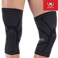 Mava Sports Knee Compression Sleeve Support for Men and Women - Perfect for Powerlifting, Weightlifting, Running, Gym Workout, Squats and Pain Relief - (Black, Small)