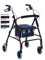 Flame Finish Aluminum Rollator With Loop Brakes Burgundy/Black Flame Finish