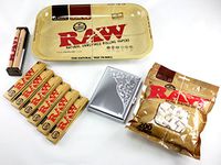 RAW Rolling Tray + Skyway Rocco 100's Silver Cigarette Case + 110mm RAW Roller + RAW King Size Rolling Papers + RAW Filter Tips Bundle/Kit