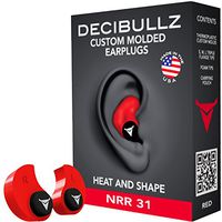 Decibullz - Custom Molded Earplugs, 31dB Highest NRR, Comfortable Hearing Protection for Shooting, Travel, Swimming, Work and Concerts (Red)