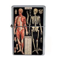 Wind Proof Dual Torch Refillable Lighter Vintage Poster D-041 L'Anatomie Human Body Skeleton
