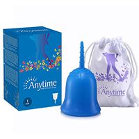 Fullfun Reusable Silicone Menstrual Cup - Tampon and Pad Alternative - Feminine Hygiene Protection (Blue, L)